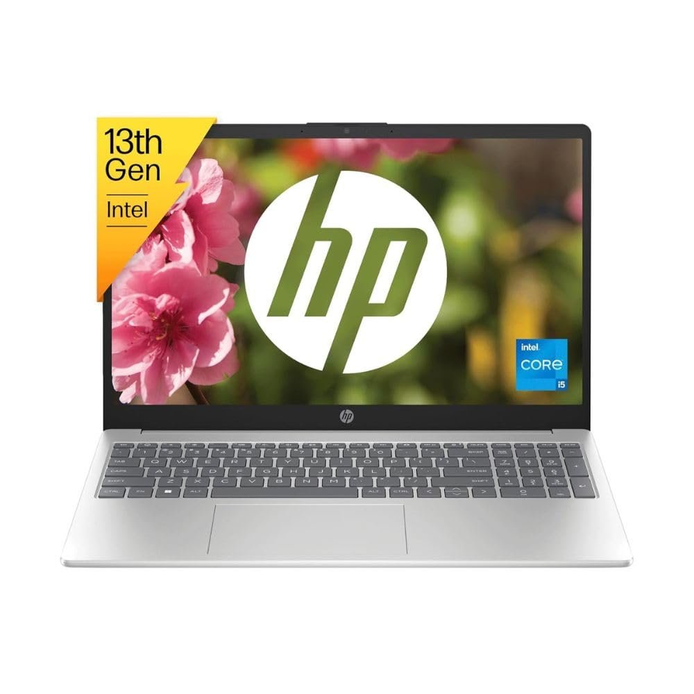 HP Laptop 15, 13th Gen Intel Core i5-1335U, 15.6-inch (39.6 cm), FHD, 8GB DDR4, 1TB SSD, Intel Iris Xe Graphics, FPR, FHD Camera w/Privacy Shutter (Win 11, MSO 2021, Silver, 1.59 kg), fd0012TU